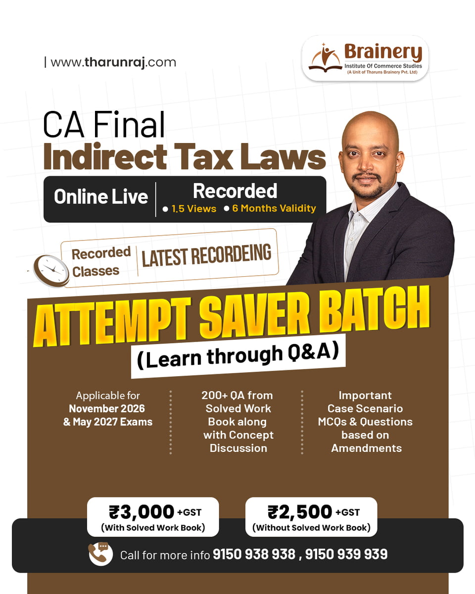CA Final Indirect Tax Laws by CA Tharun Raj