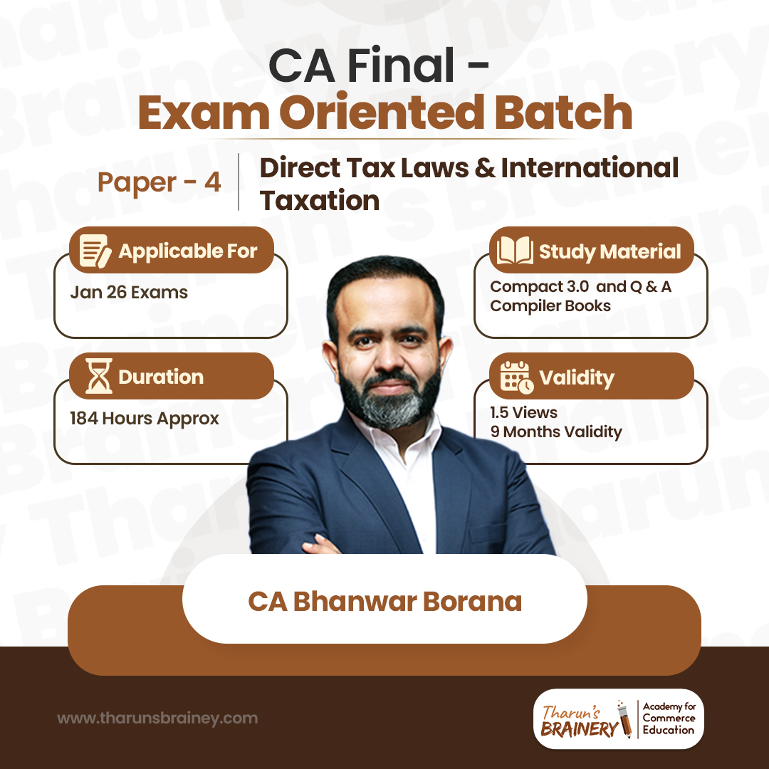 CA Final Direct Tax Laws & International Taxation by CA Prateek Bhadani