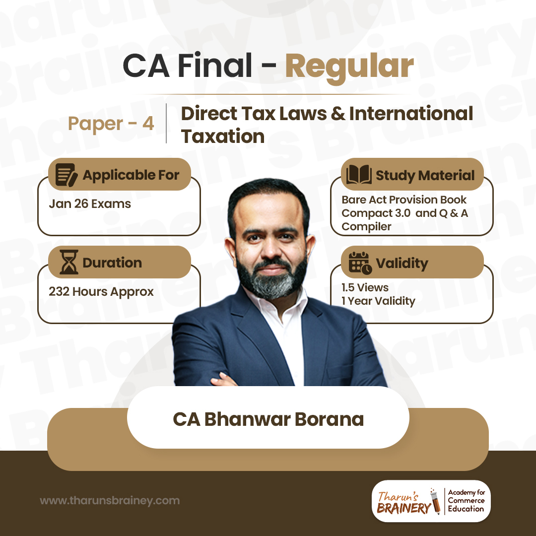 CA Final Direct Tax Laws & International Taxation by CA Prateek Bhadani