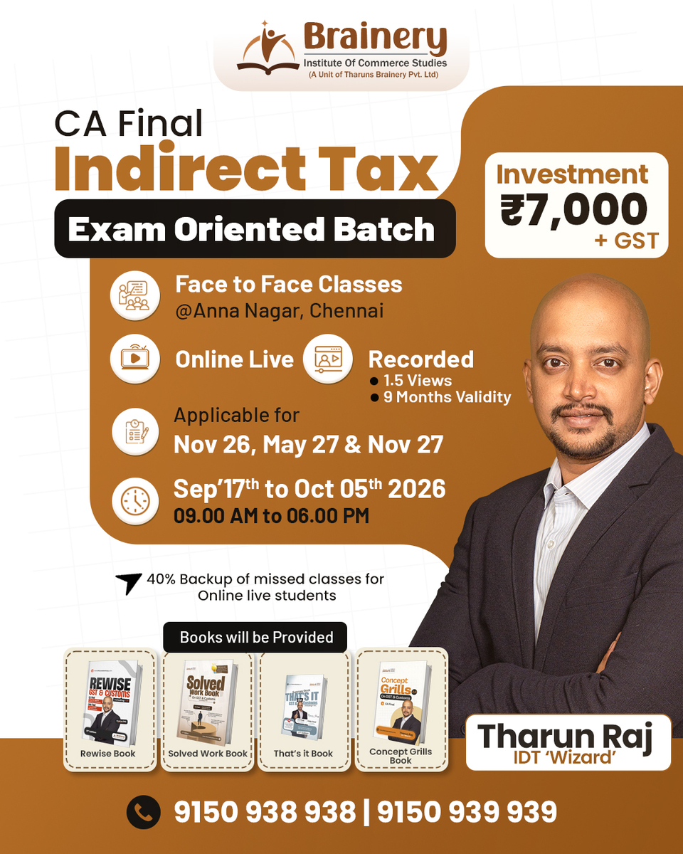 CA Final Indirect Tax Laws by CA Tharun Raj