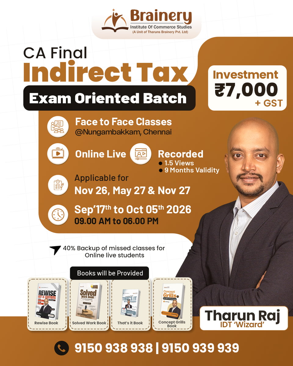 CA Final Indirect Tax Laws by CA Tharun Raj