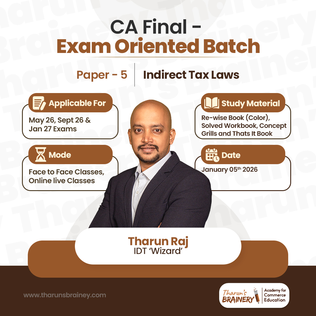 CA Final Indirect Tax Laws by CA Tharun Raj