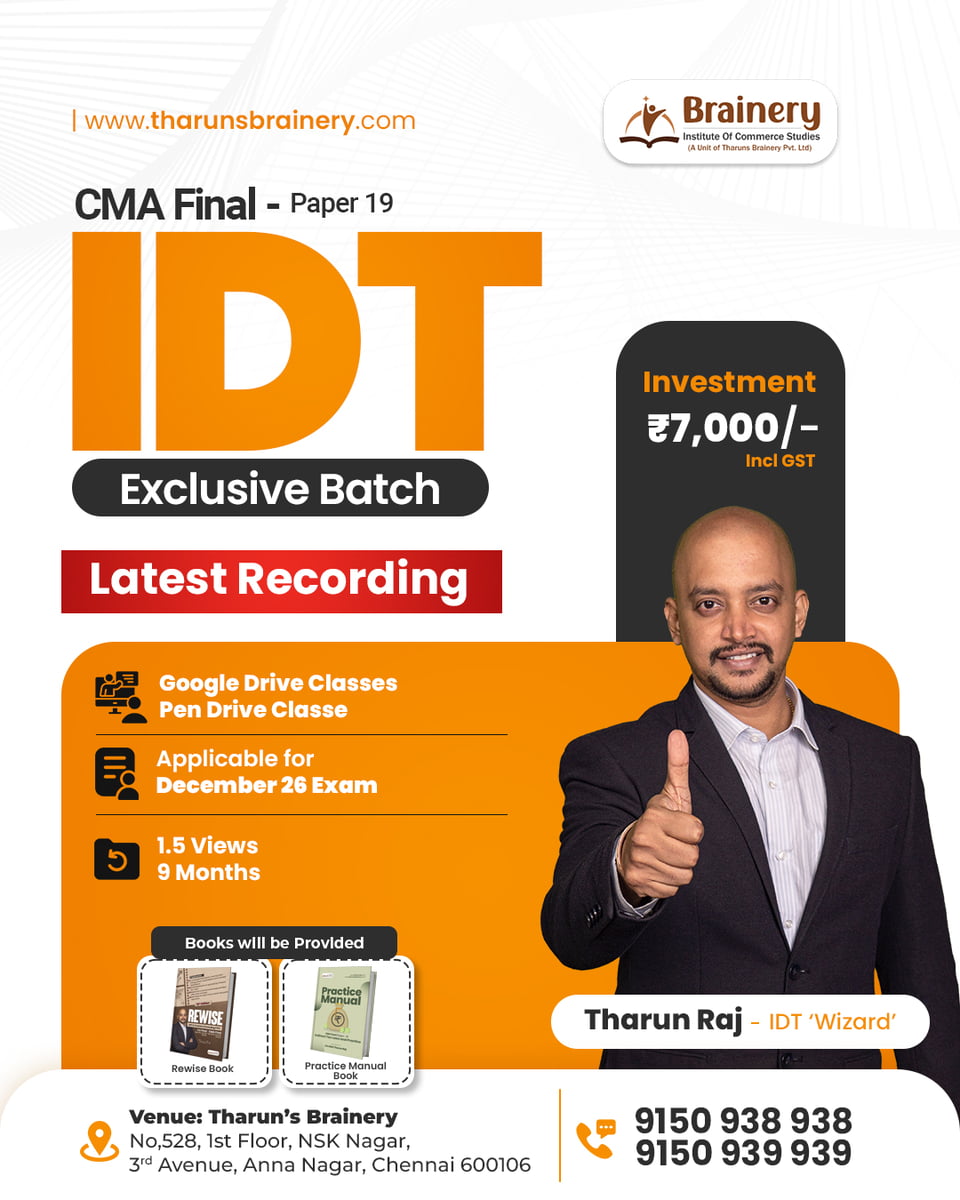 CMA Final Indirect Tax Laws-and Practice by CA Tharun Raj