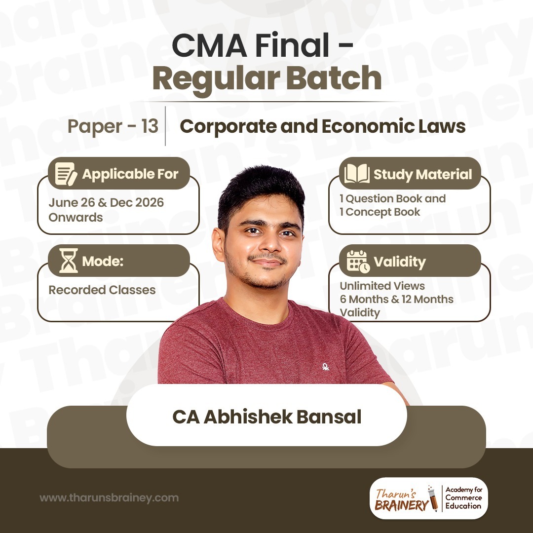 CMA Final Corporate and Economic Laws by CA Sanjay Abishek