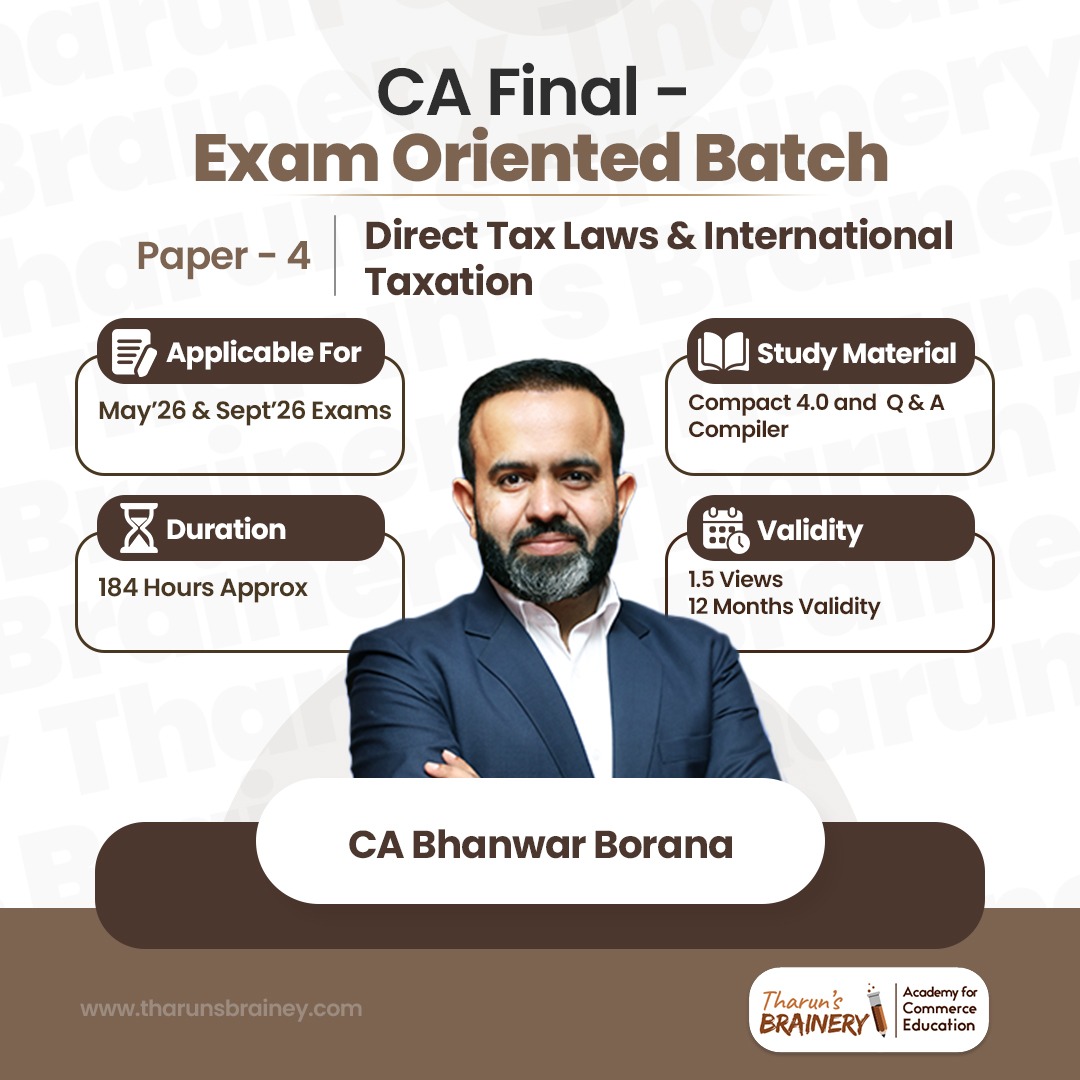 CA Final Direct Tax Laws & International Taxation by CA Prateek Bhadani