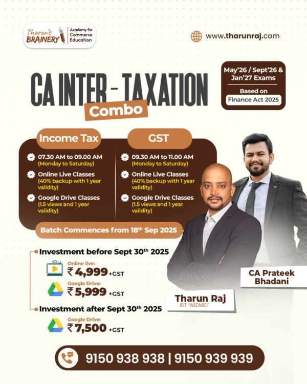 CA Inter - Taxation - May 26 / Sep 26 & Jan 27