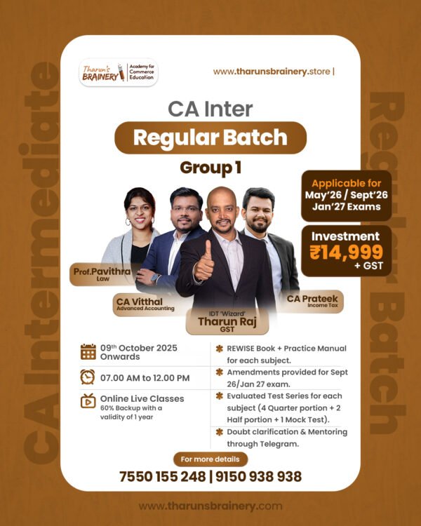 CA Inter Regular Batch - Group 1- May, Sep 2026 & Jan 2027