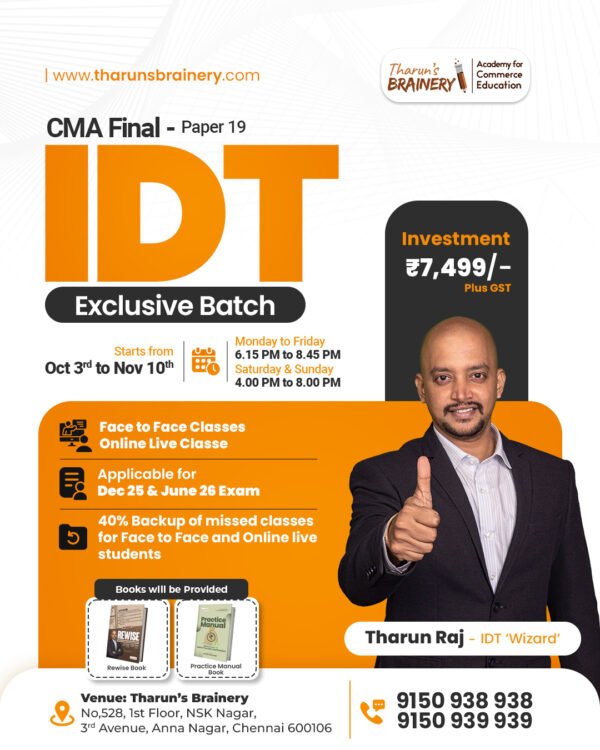 CMA Final IDT Exclusive Batch Dec 25 & June 26